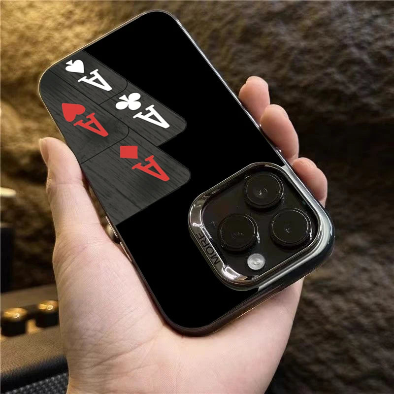 Poker for Iphone 16 7 8 Plus X XR XS MAX 11 12 13 Pro 14 15 16 17 Pro Max Shockproof Ultra-Thin Hard Cover Protective Phone Case