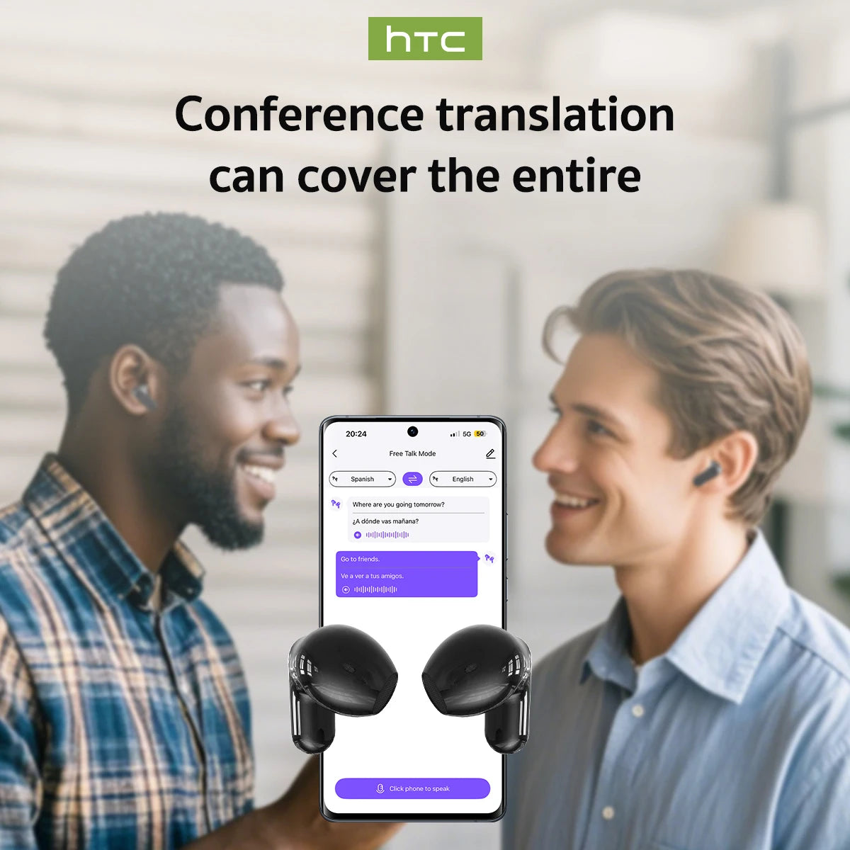 New Bluetooth 6.0 Wireless Headphones Translation Earphones IPX4 Waterproof Rating Long Battery Life