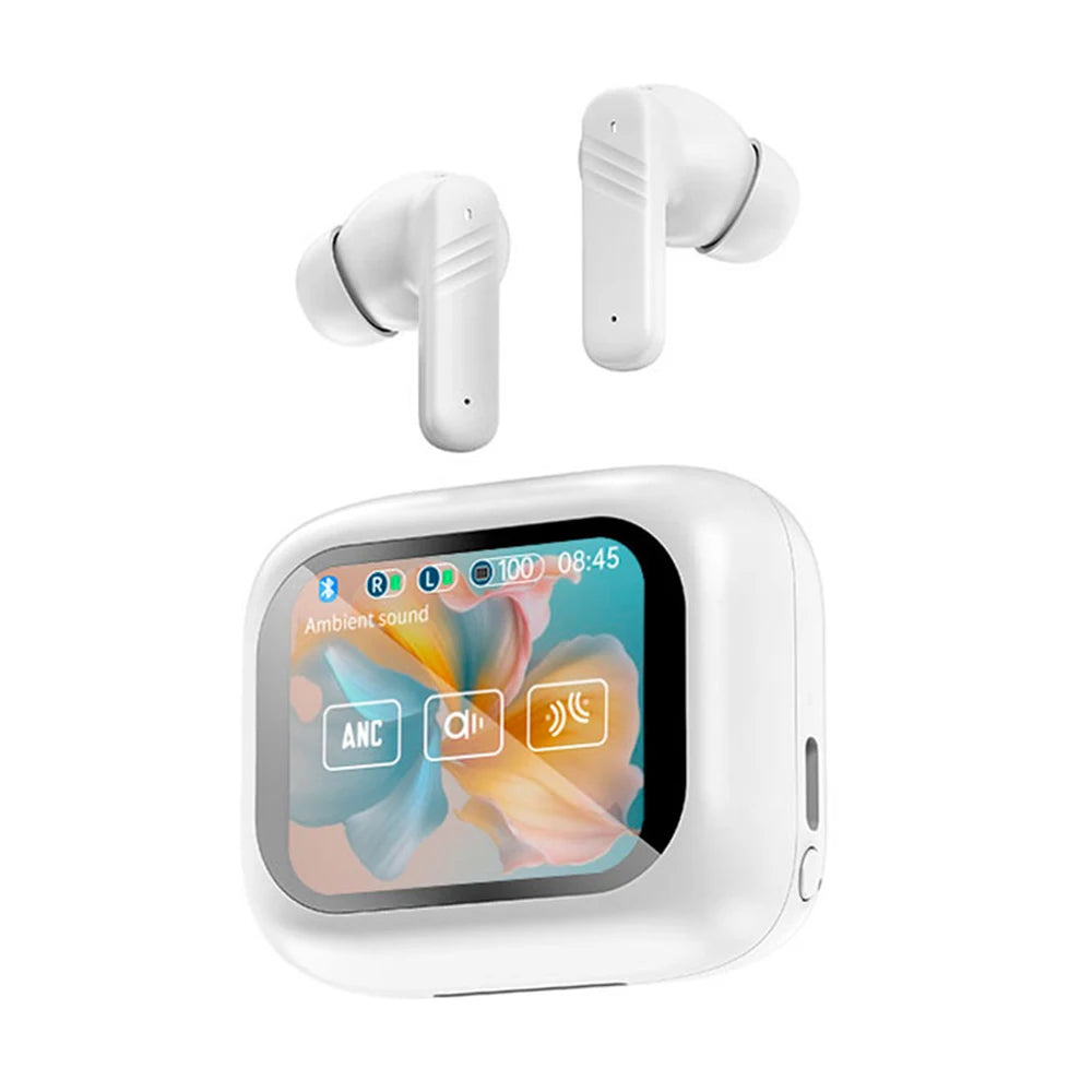 Full Touch Screen Headphones ANC Bluetooth 5.4 Noise Cancelling Earphones Wireless In-Ear ENC Earbuds With Mic for Smartphone