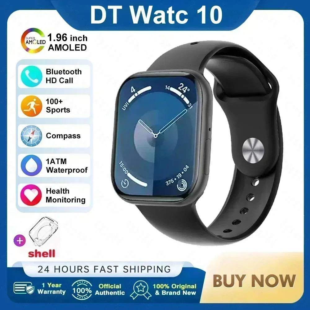 Smart Watch 4G Music Video Bluetooth Call Waterproof for Android iOS with TWS Earphones 1.96' AMOLED HD Touch Screen
