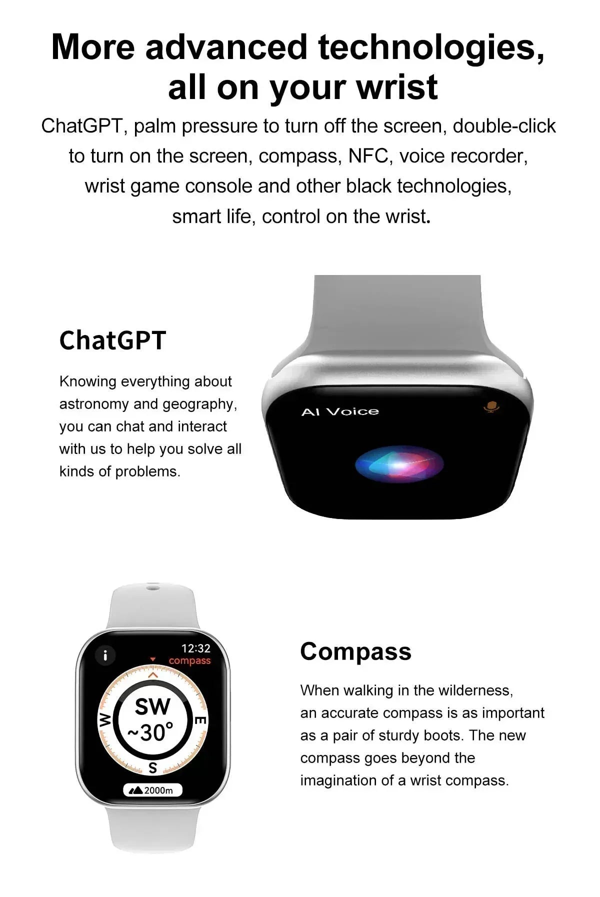 Smart Watch 4G Music Video Bluetooth Call Waterproof for Android iOS with TWS Earphones 1.96' AMOLED HD Touch Screen