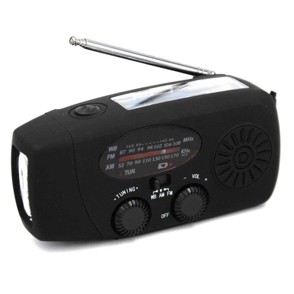 12000mAh Hand Crank Solar Power Radio Portable AM/FM/NOAA Weather Radio with LED Flashlight Power Bank Outdoor Emergency Radio