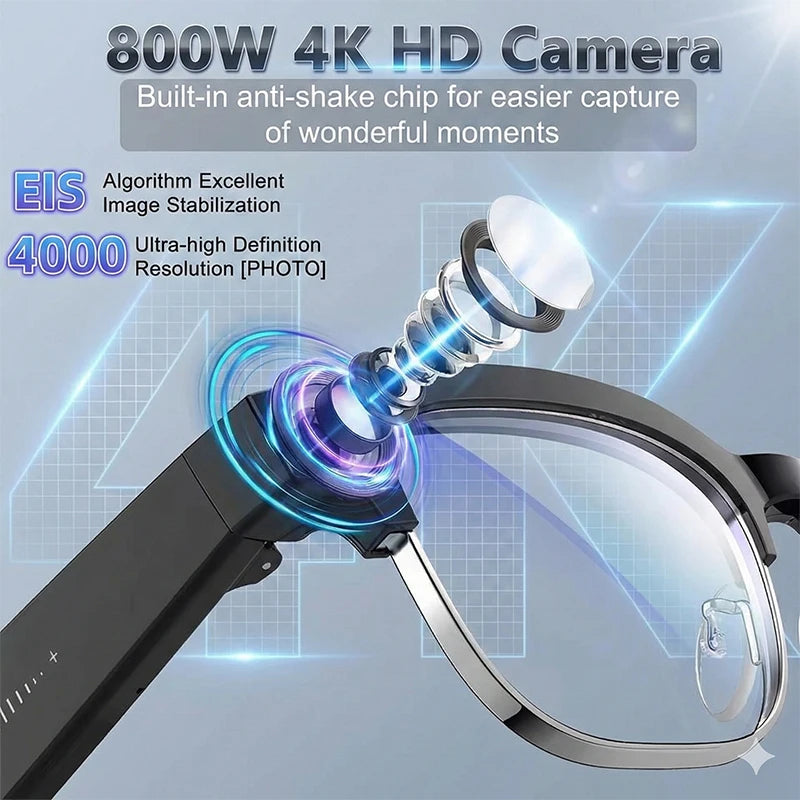 Smart Glasses With Camera Video Recording AI Photo Recognition Bluetooth Call Translation Voice Sunglasses Men