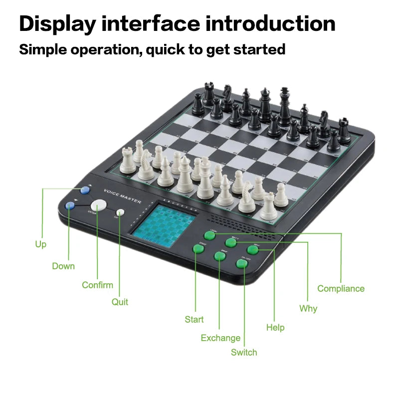 Electronic Chess Game Magnetic Chess Piece Sensory Board Screen Novice Learning Intelligent AI Against Single-player Chess