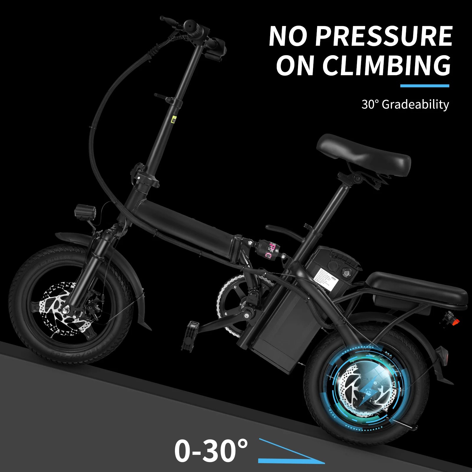 500W Dual Disc Brake Foldable Electric Bicycle 14 Inch 48V10.4Ah Battery 22 Miles Range 20MPH Max Speed with Seat And Basket 1Year Warranty