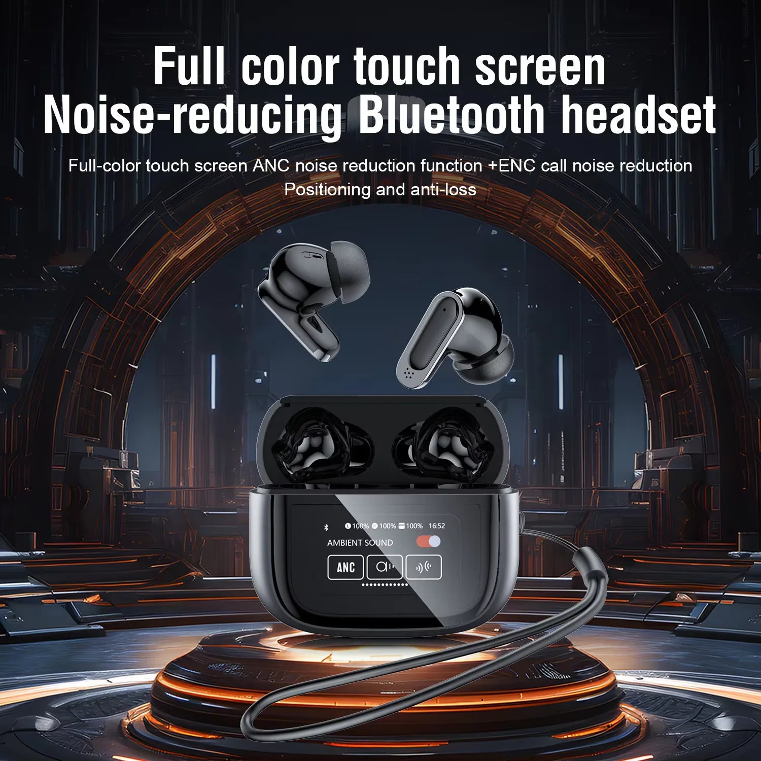 V11 Touch Screen Headphones ANC Bluetooth5.4 Noise Cancelling Earphones HiFi Stereo Wireless In-Ear ENC Earbuds With Mic