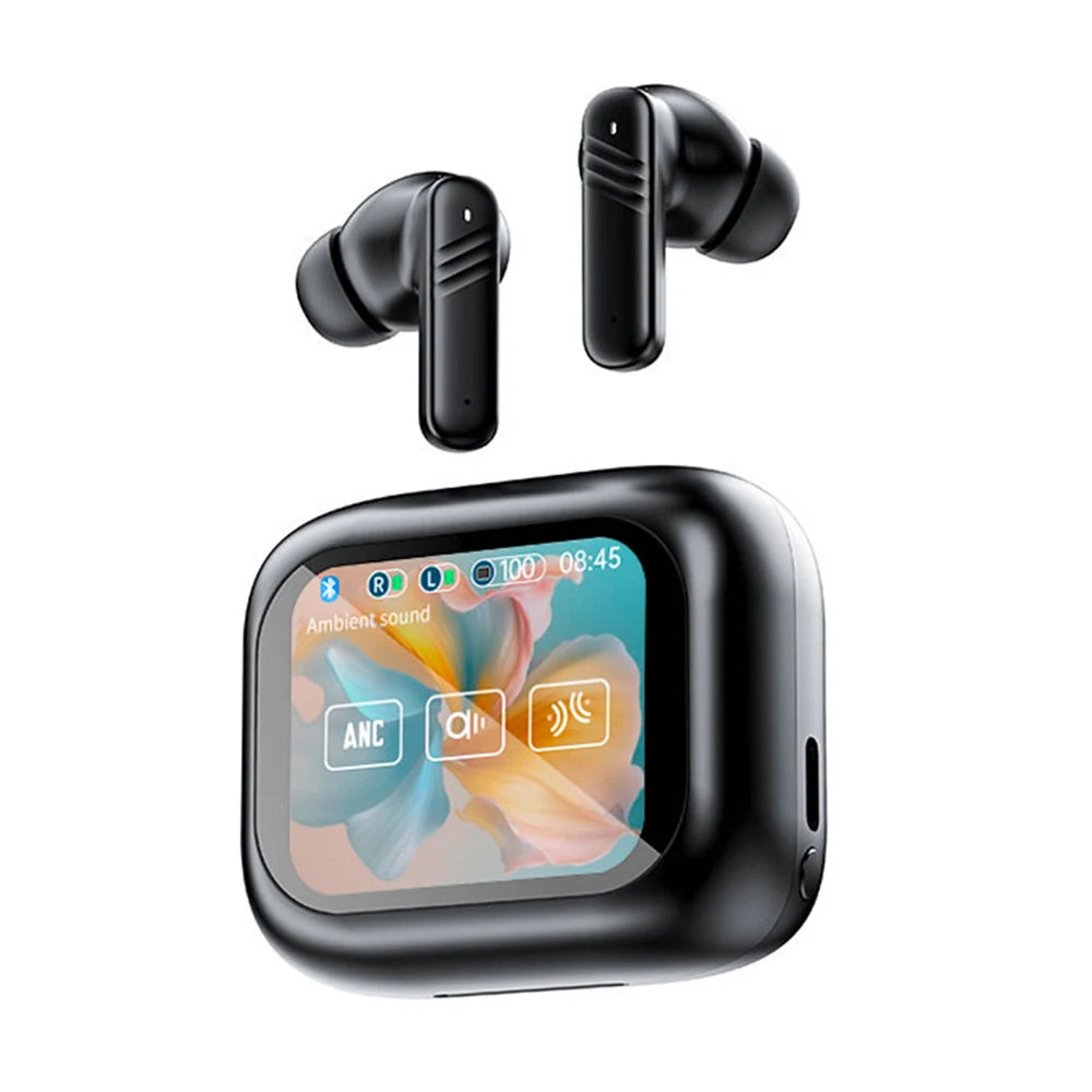 Full Touch Screen Headphones ANC Bluetooth 5.4 Noise Cancelling Earphones Wireless In-Ear ENC Earbuds With Mic for Smartphone