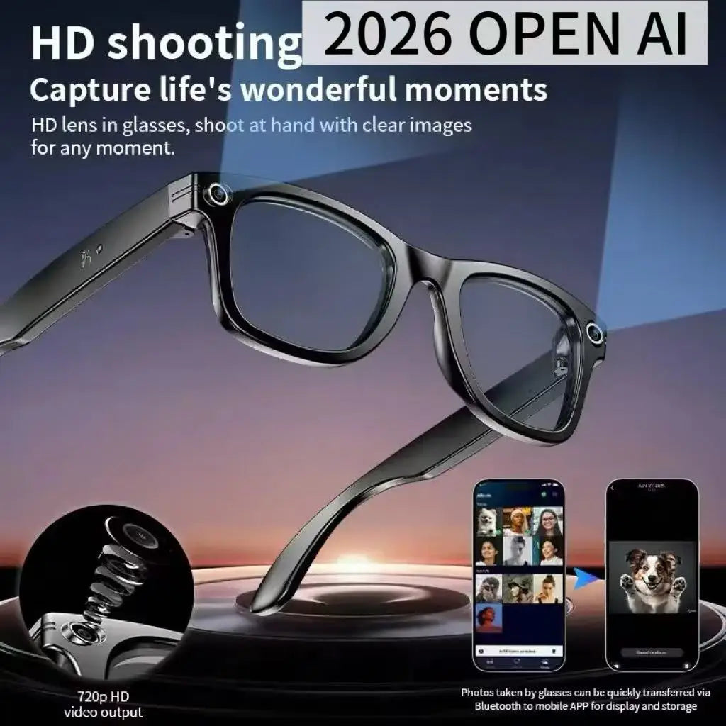 AI for Meta Smart Glasses 8MP Camera Video Recording 100+ Languages Translation Sunglasses Bluetooth Call Music Play