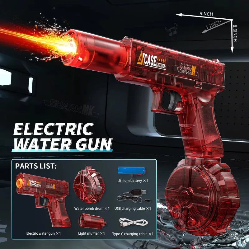 Children Electric Water Guns Toys Summer Outdoor Beach Pool Games Portable High Powered Automatic Led Water Pistol Kids Toy Gift