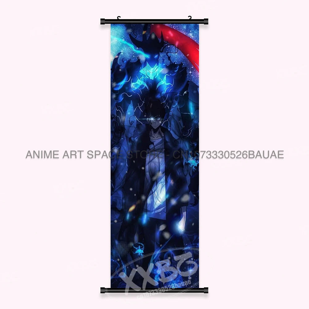 Hot Anime Solo Leveling Wall Artwork Canvas Scrolls Pictures Hanging Painting Print Poster Seong Jin Woo Home Decoration Mural
