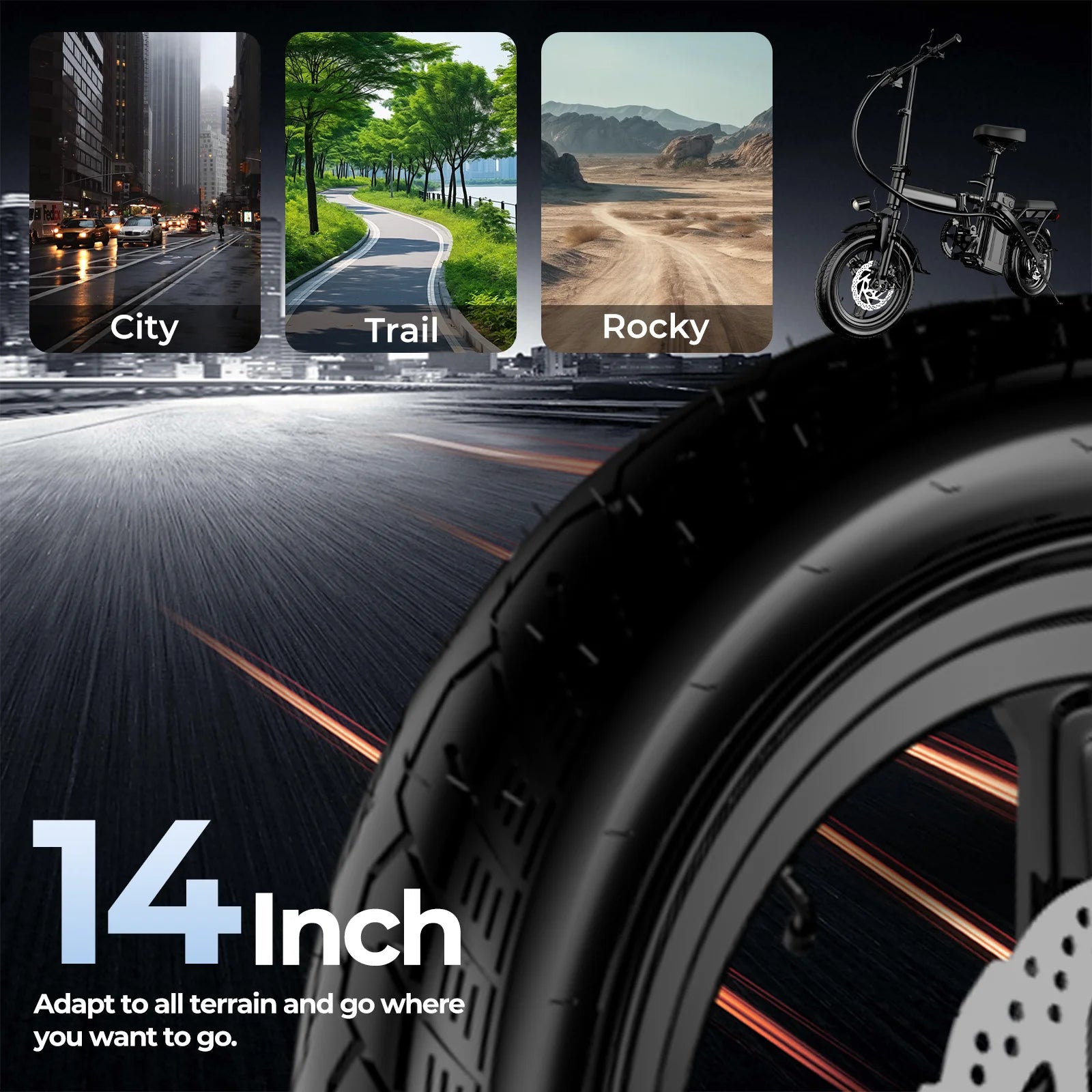 500W Dual Disc Brake Foldable Electric Bicycle 14 Inch 48V10.4Ah Battery 22 Miles Range 20MPH Max Speed with Seat And Basket 1Year Warranty