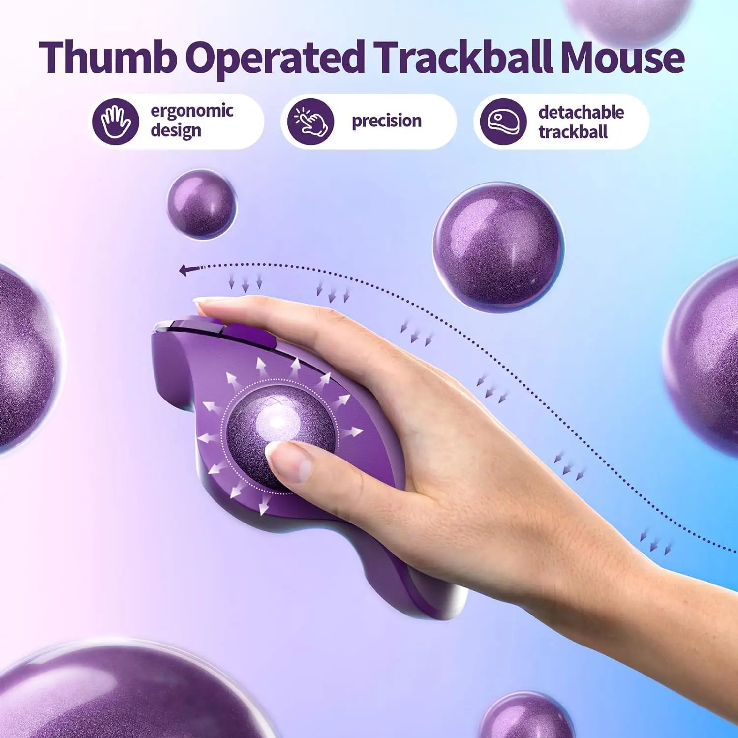 Seenda Bluetooth Wireless Trackball Mouse Ergonomic Rollerball Mice Rechargeable Multi Devices Mouse for Mac Android Windows