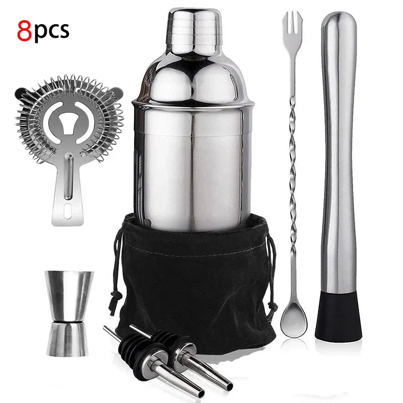 Cocktail Shaker Set Stainless Steel Bartender Kit Cocktail Mixer Wine Martini Boston Shaker Party Bar Tools