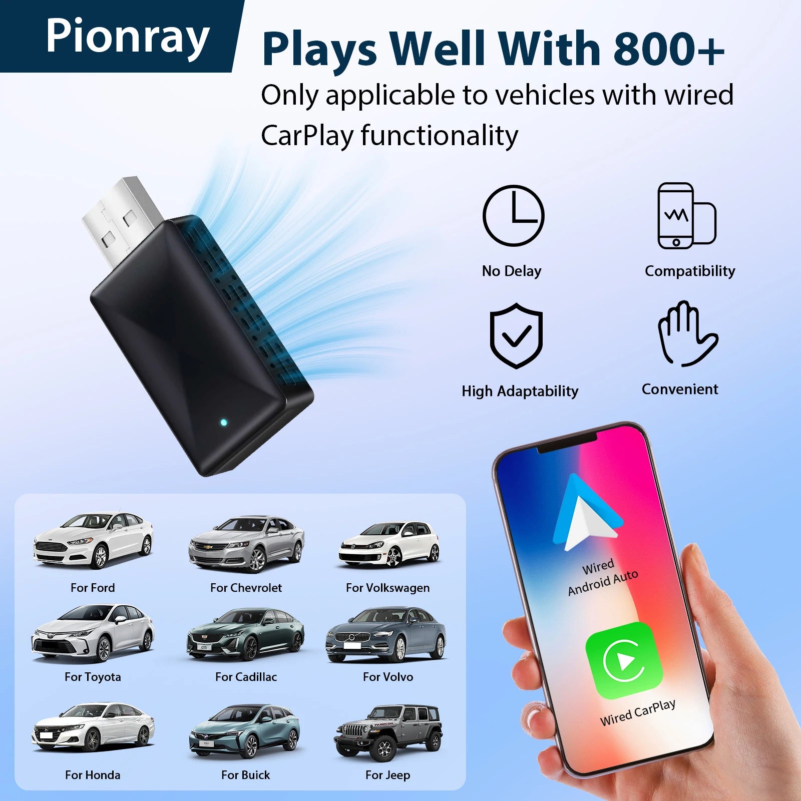 2 in 1 Wireless CarPlay Adapter for iPhone & Android Auto, Convert Wired to Wireless Carplay Adapter, Mini 2025 Upgrade