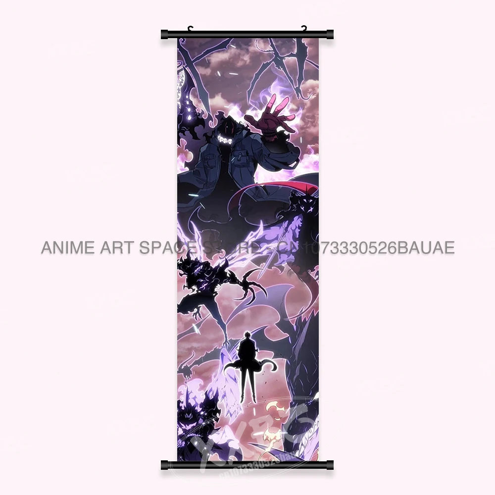 Hot Anime Solo Leveling Wall Artwork Canvas Scrolls Pictures Hanging Painting Print Poster Seong Jin Woo Home Decoration Mural