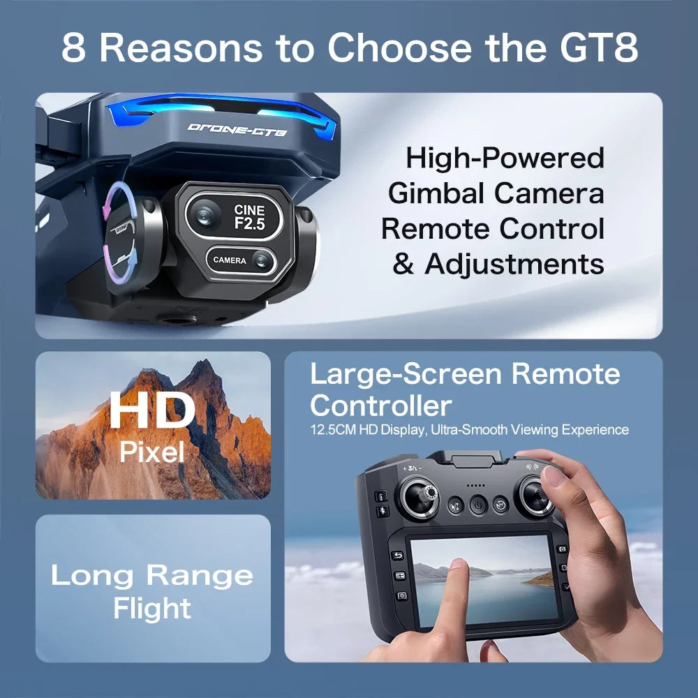 Xiaomi Mijia GT8 FPV Drone 8K HD Three Camera 5G Wifi Brushless Motor Aerial Photography RC Quadcopter with Optical Flow