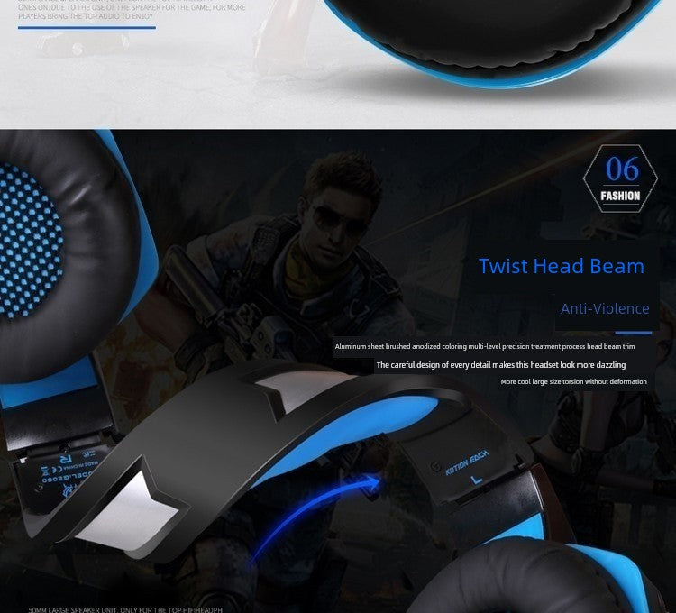 Mechanic Gaming Notebook for Computer Wired E-Sports Games Headphone Head-Mounted Special Noise Reduction with Microphone to Eat