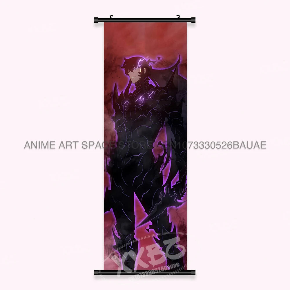 Hot Anime Solo Leveling Wall Artwork Canvas Scrolls Pictures Hanging Painting Print Poster Seong Jin Woo Home Decoration Mural