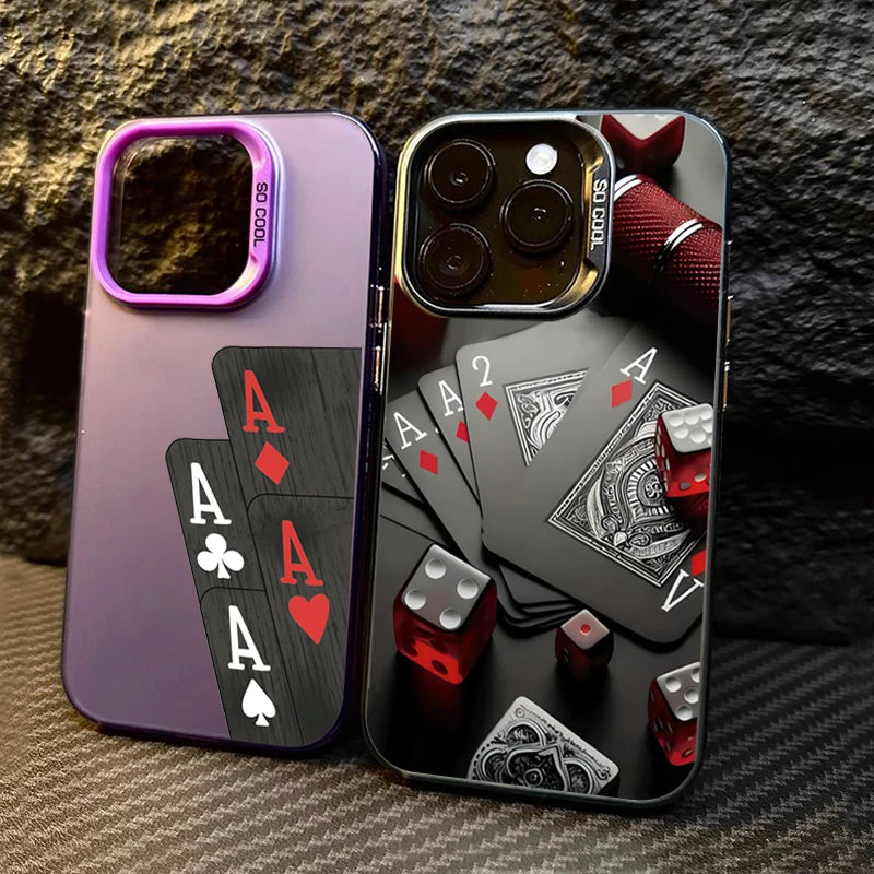 Poker for Iphone 16 7 8 Plus X XR XS MAX 11 12 13 Pro 14 15 16 17 Pro Max Shockproof Ultra-Thin Hard Cover Protective Phone Case
