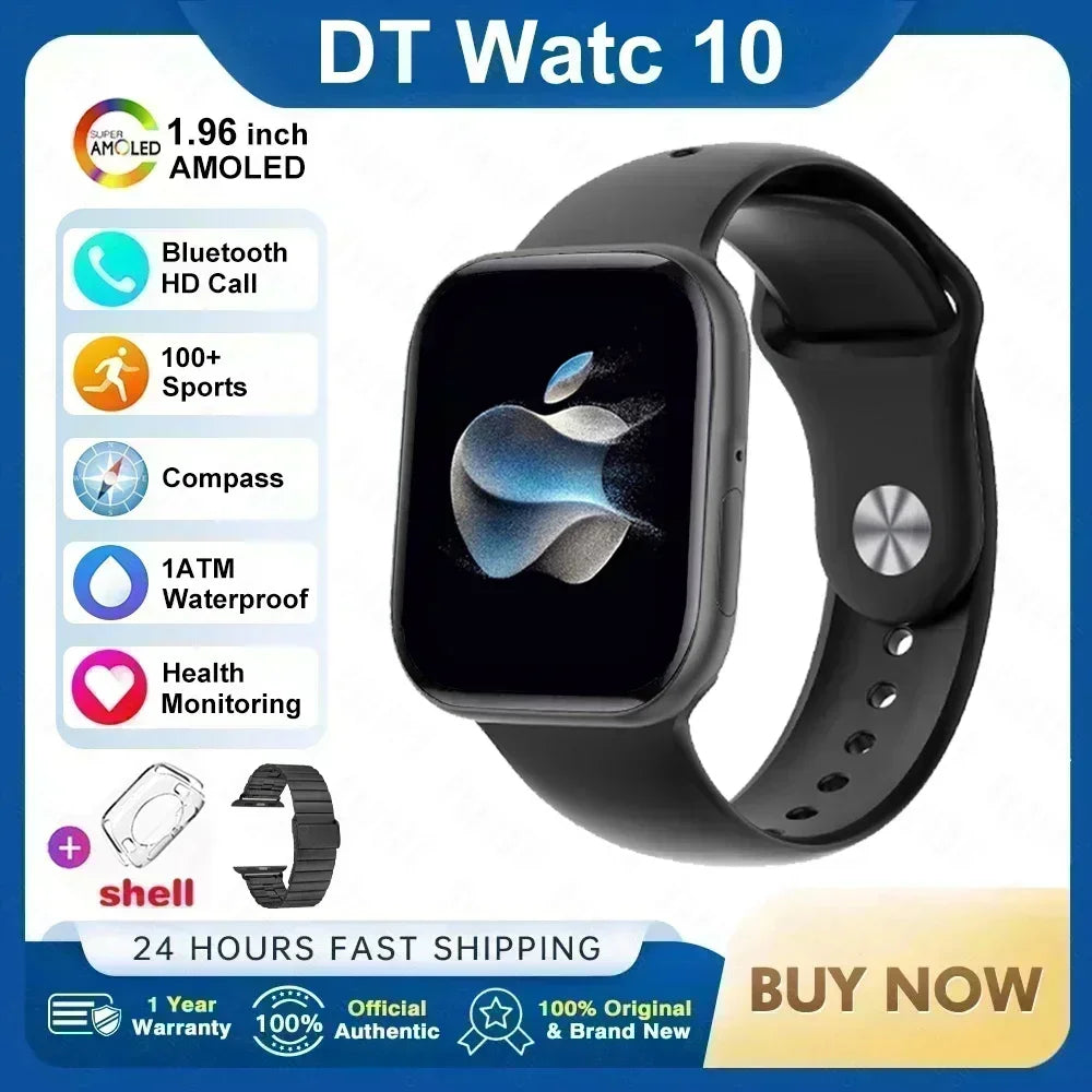 Smart Watch 4G Music Video Bluetooth Call Waterproof for Android iOS with TWS Earphones 1.96' AMOLED HD Touch Screen