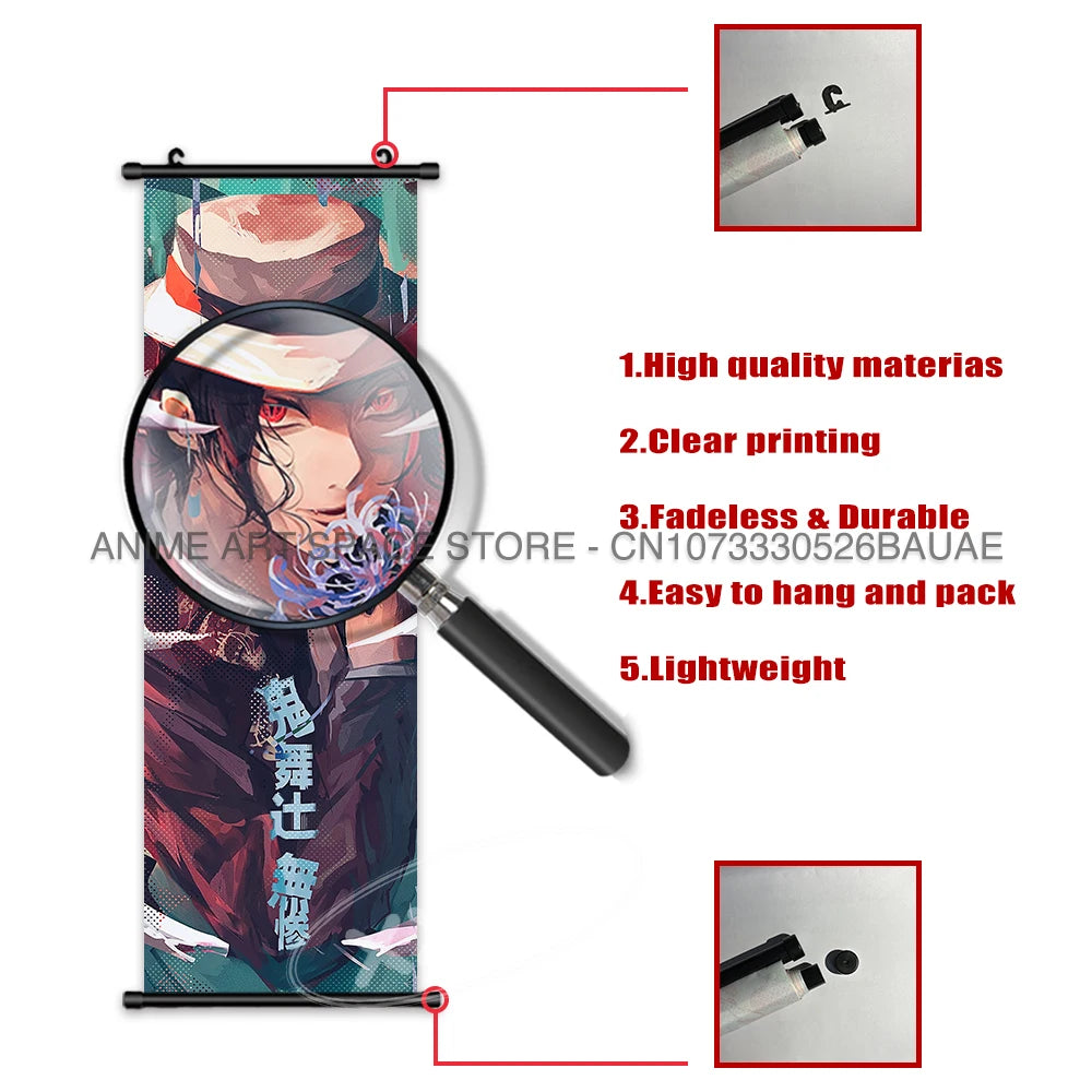 Demon Slayer Hanging Painting Anime Poster Wall Art Gift Kamado Tanjirou Canvas Scroll Picture Print Home Decor Kawaii Kids Room
