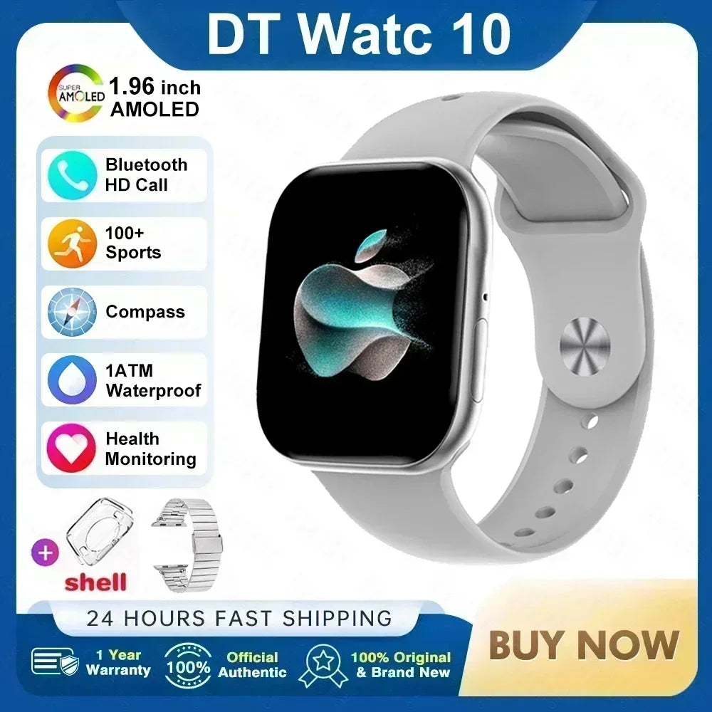 Smart Watch 4G Music Video Bluetooth Call Waterproof for Android iOS with TWS Earphones 1.96' AMOLED HD Touch Screen