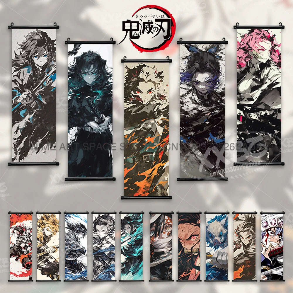 Demon Slayer Hanging Painting Kamado Tanjirou Home Decor Agatsuma Zenitsu Scroll Picture Hashibira Inosuke Anime Poster Wall Art