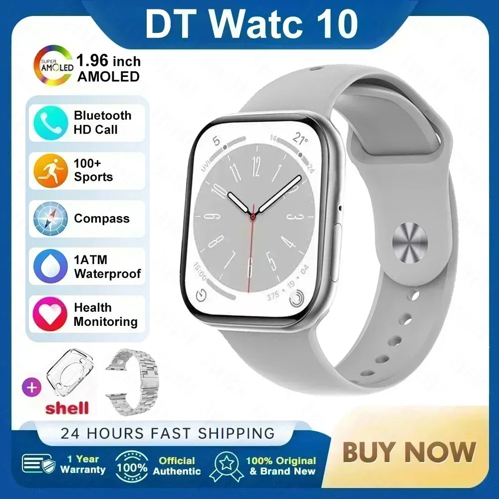 Smart Watch 4G Music Video Bluetooth Call Waterproof for Android iOS with TWS Earphones 1.96' AMOLED HD Touch Screen