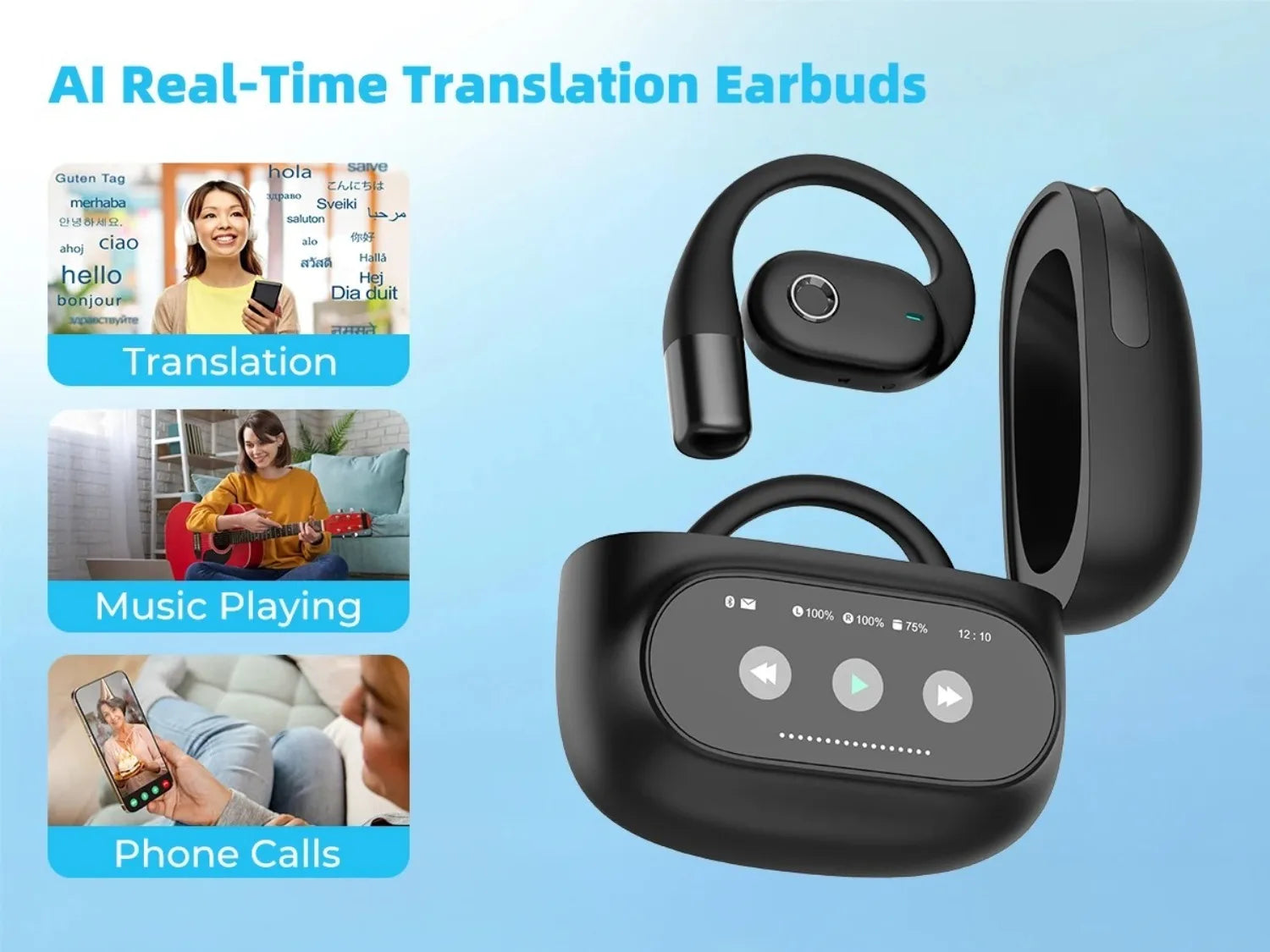 Lifetime Free Translation Earphones 164 Languages Instant Voice Real Time Translators Wireless Bluetooth Headphones HiFi Earbuds