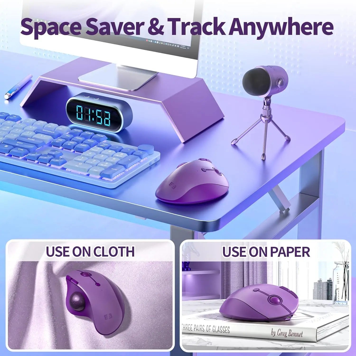 Seenda Bluetooth Wireless Trackball Mouse Ergonomic Rollerball Mice Rechargeable Multi Devices Mouse for Mac Android Windows