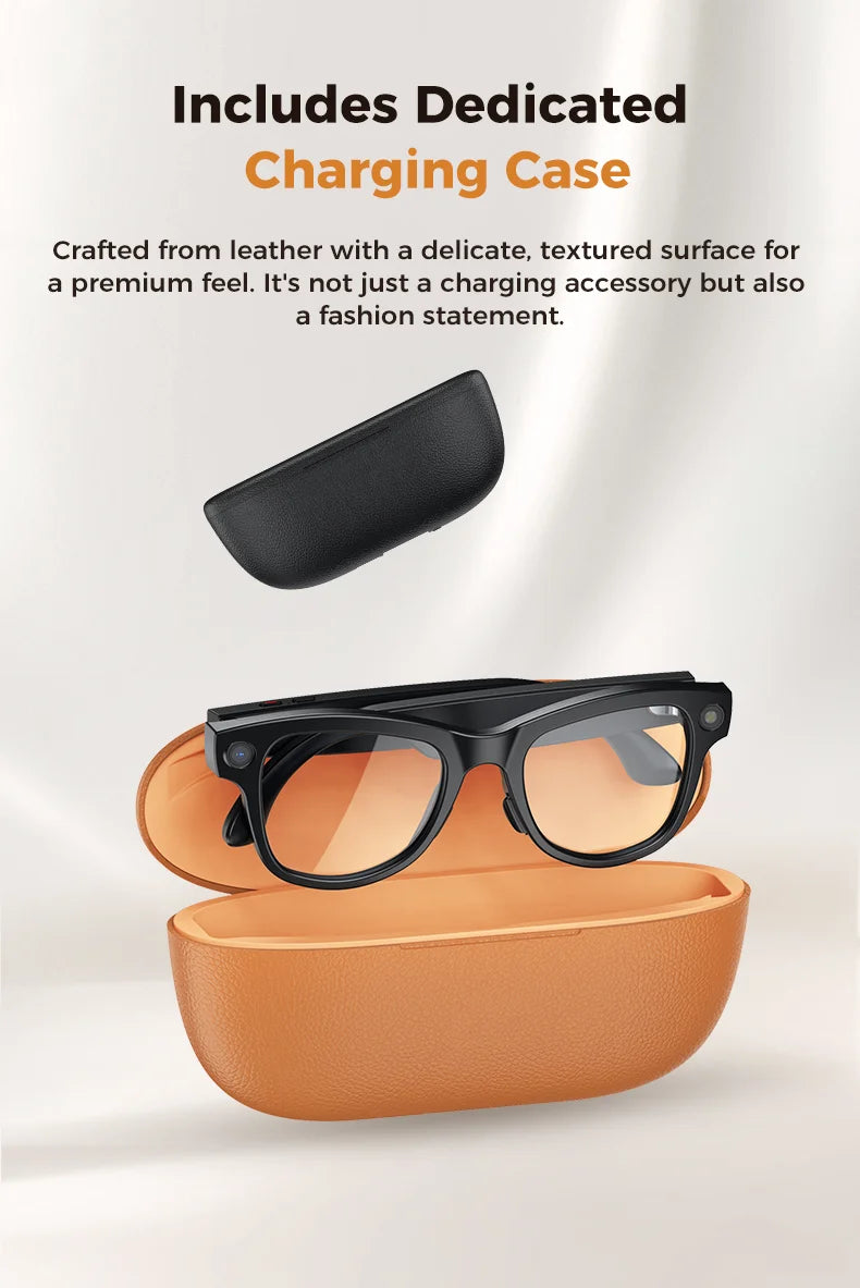 AI Glasses 1080P HD Camera M02 Ultra ChatGPT 3600mAh Charging Case Power Bank 32GB Translation Music Video Sunglasses