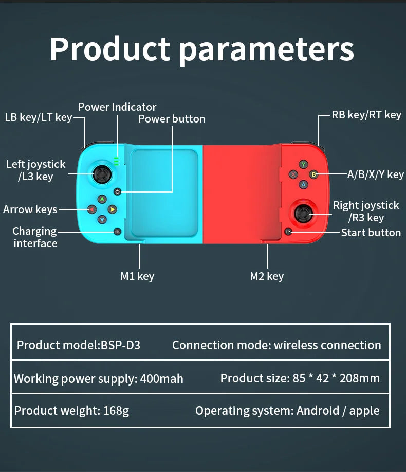 gamepad mobile phone controller with expandable game controller support for Android/iOS/Hongmeng mobile game controllers