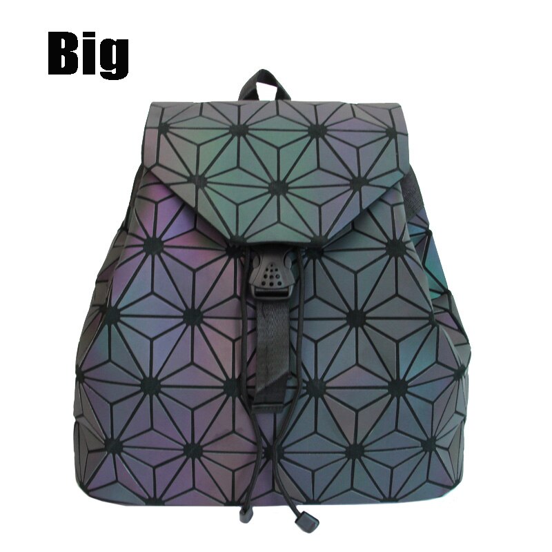 Fashion Women Luminous Backpacks Female Shoulder Bag Girl Daily Backpack Geometry School Folding Bag Travel School Bags Hologram