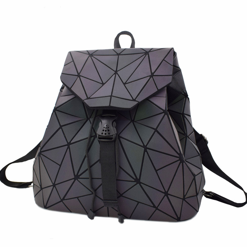 Fashion Women Luminous Backpacks Female Shoulder Bag Girl Daily Backpack Geometry School Folding Bag Travel School Bags Hologram
