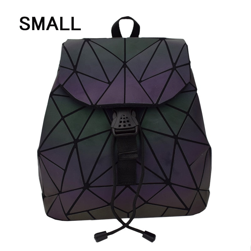 Fashion Women Luminous Backpacks Female Shoulder Bag Girl Daily Backpack Geometry School Folding Bag Travel School Bags Hologram