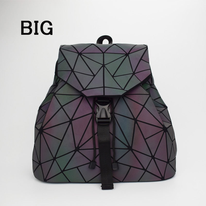 Fashion Women Luminous Backpacks Female Shoulder Bag Girl Daily Backpack Geometry School Folding Bag Travel School Bags Hologram