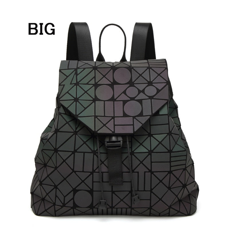 Fashion Women Luminous Backpacks Female Shoulder Bag Girl Daily Backpack Geometry School Folding Bag Travel School Bags Hologram