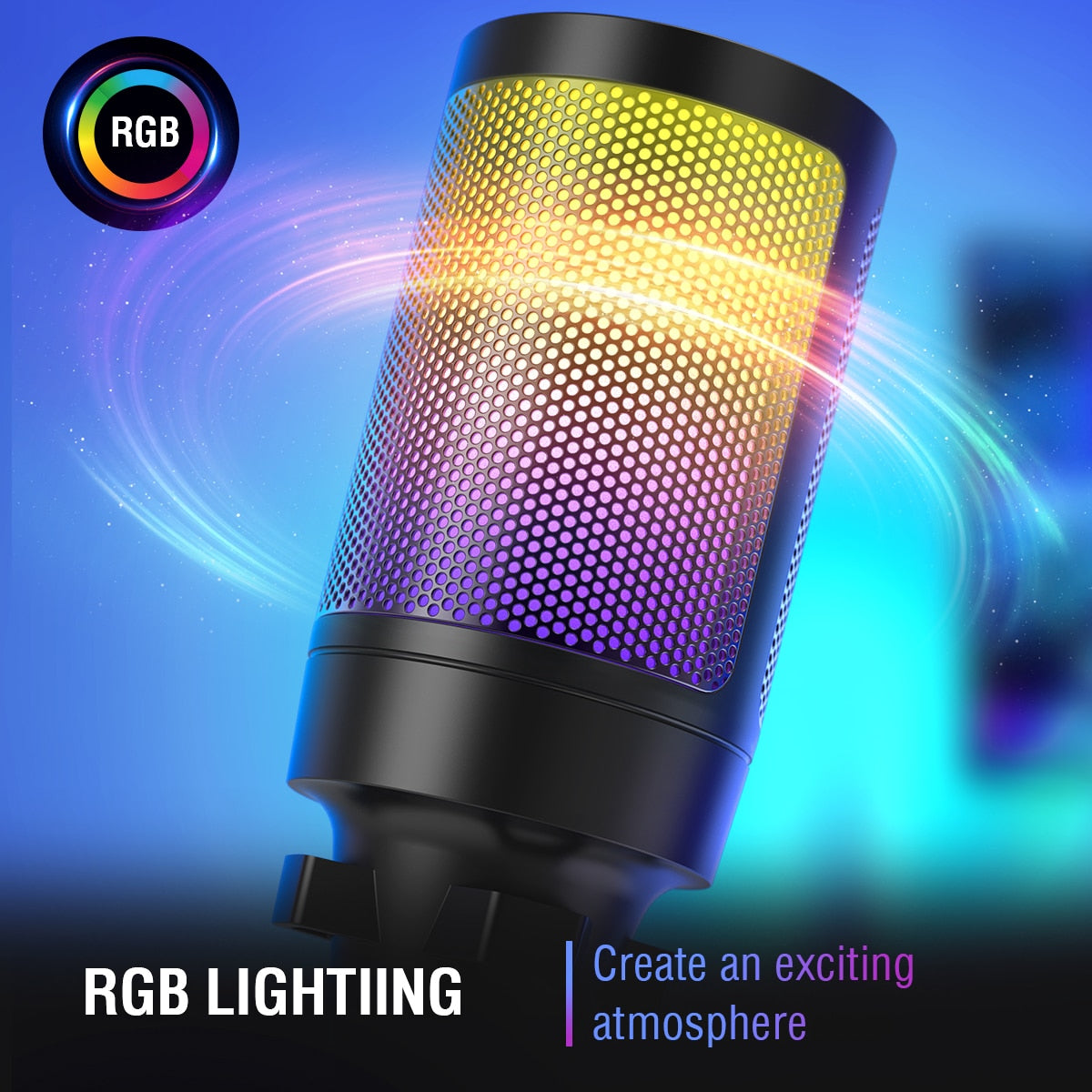 FIFINE USB Condenser Gaming Microphone, for PC PS4 PS5 MAC with Pop Filter Shock Mount&amp;Gain Control for Podcasts,Twitch,YouTube
