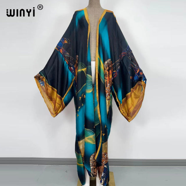 Europe WINYI bikini sweet lady pink boho Cardigan stitch Cocktail sexcy Boho Maxi Holiday Batwing Sleeve KIMONO mujer